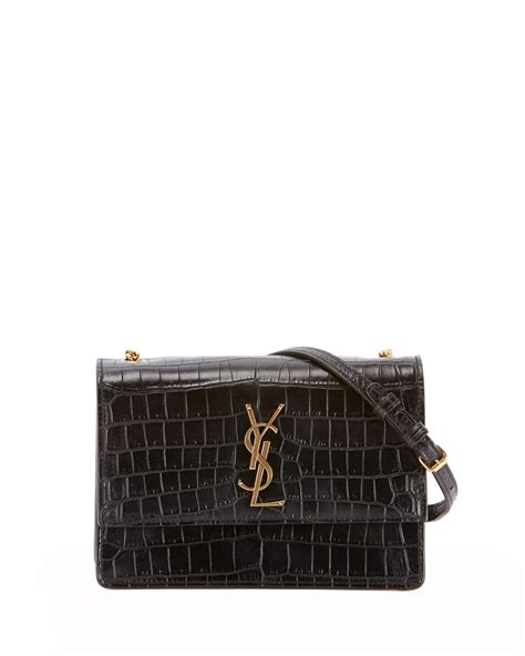 Saint Laurent Monogram YSL Sunset Small Chain Croco 